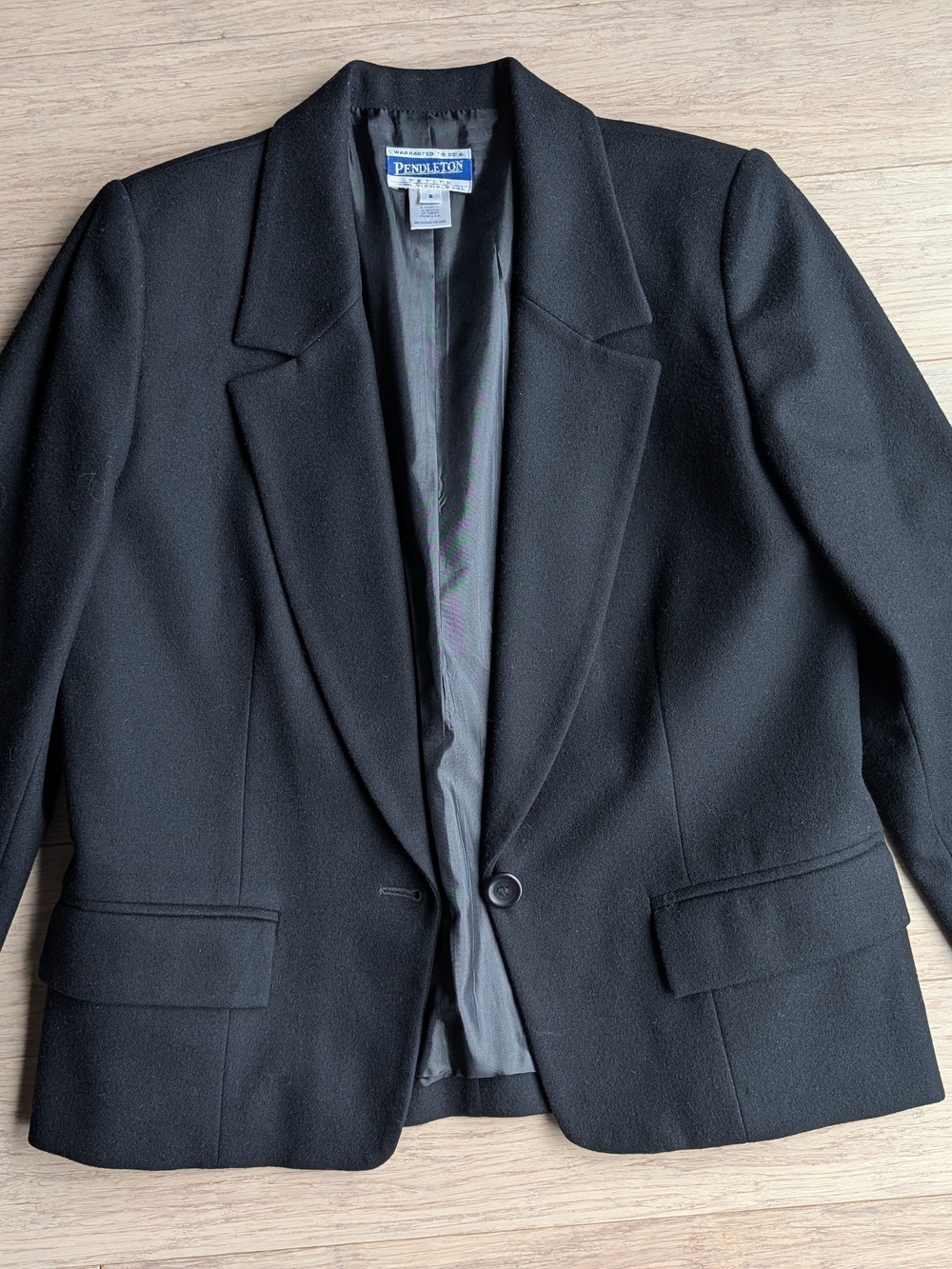 Pendleton Black Wool Single-Button Blazer